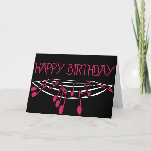 Music Themed Birthday Card _ Pink