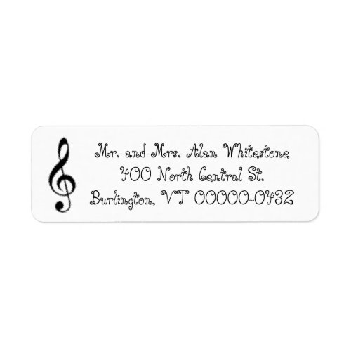 Music Themed Black and White Return Address Labels