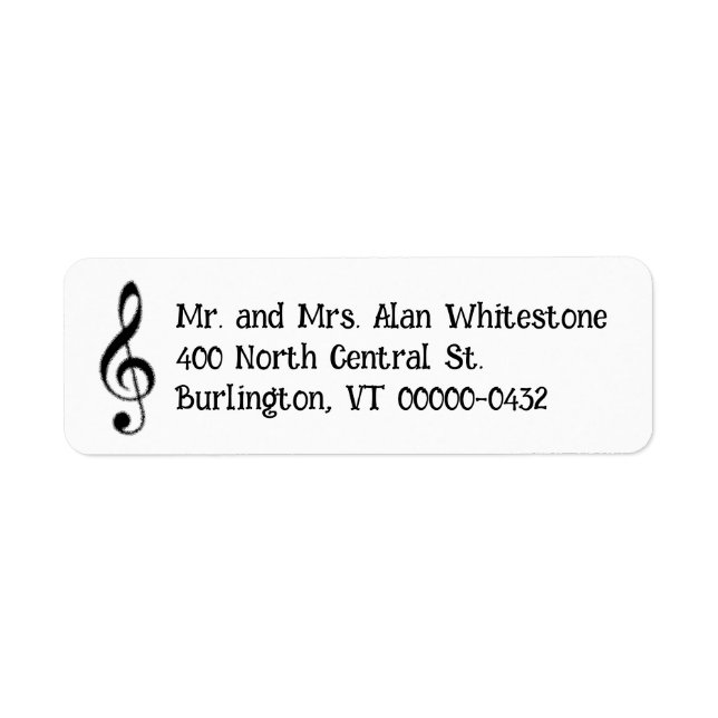 Music Themed Black and White Return Address Labels (Front)
