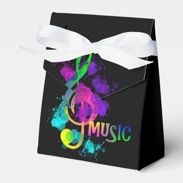 Music Themed Celebration Party Personalized Favor Boxes (Front Side)