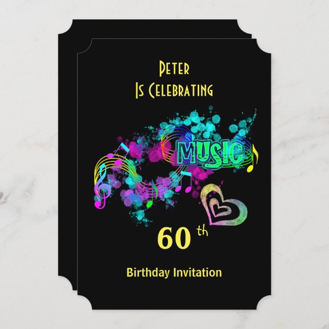 Music Themed Celebration Party Personalized Invitation (Front/Back)