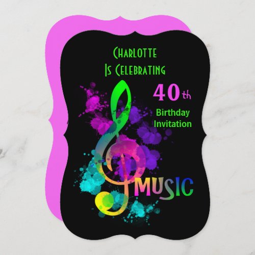 Music Themed Celebration Party Personalized Invitation