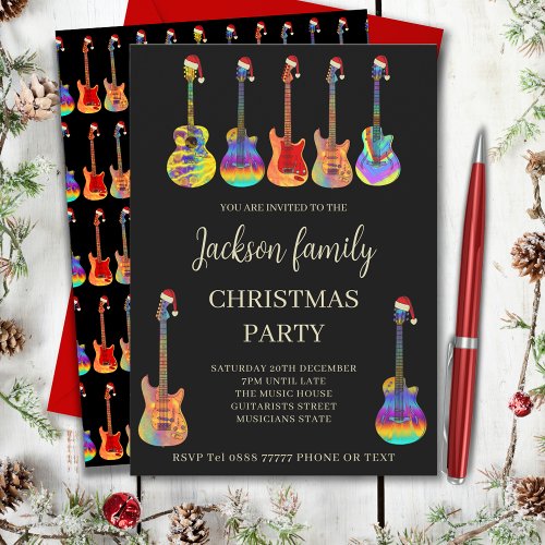 Music Themed Family Christmas Party Invitation