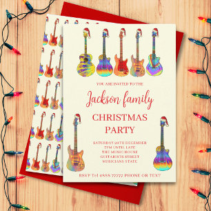 Music Themed Guitar Christmas Party Invitation
