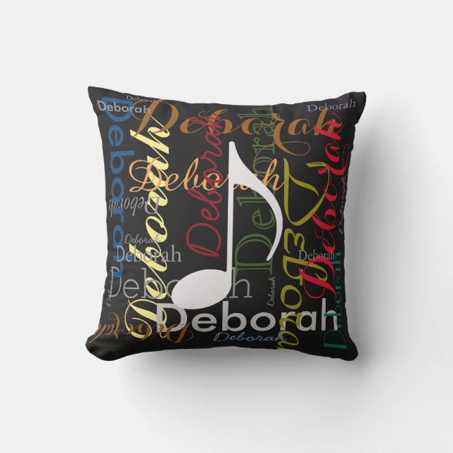 music-themed pattern name personalized throw pillow (Front)