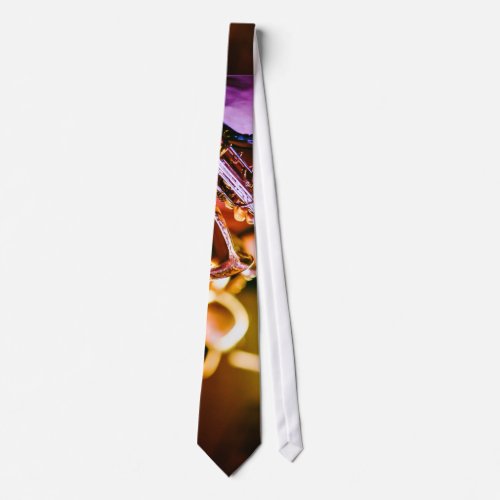 Music Themed Shiny Brass Saxophone Player With Ba Tie
