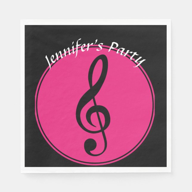 Music Themed Treble Clef Party Napkins (Front)