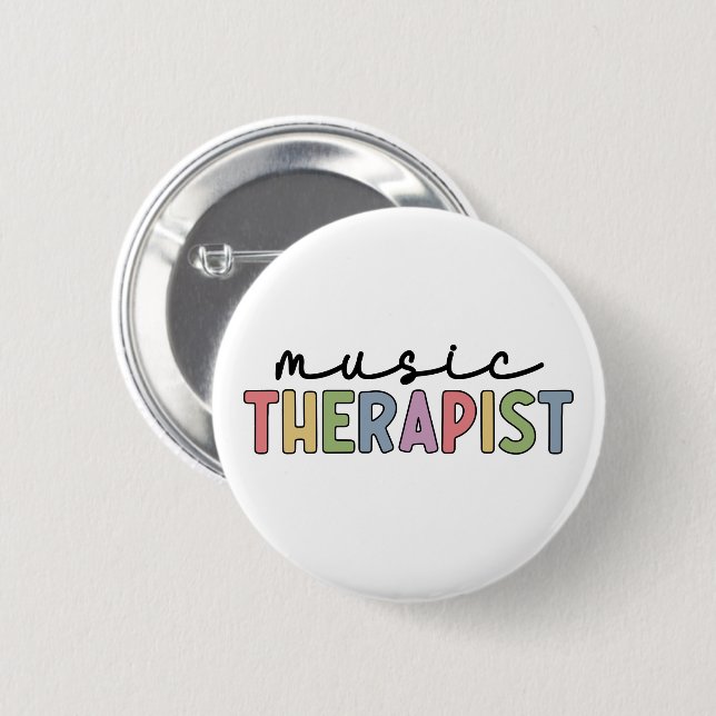 Music Therapist Retro Music Therapy Gifts Button (Front & Back)