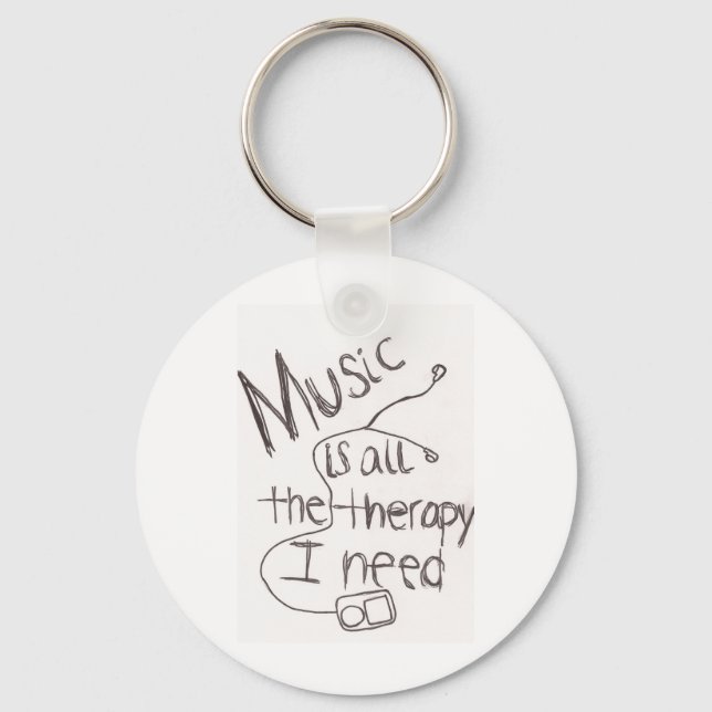 music therapy white keychain (Front)
