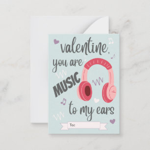 Music to my Ears Classroom Valentine's Day Note Card