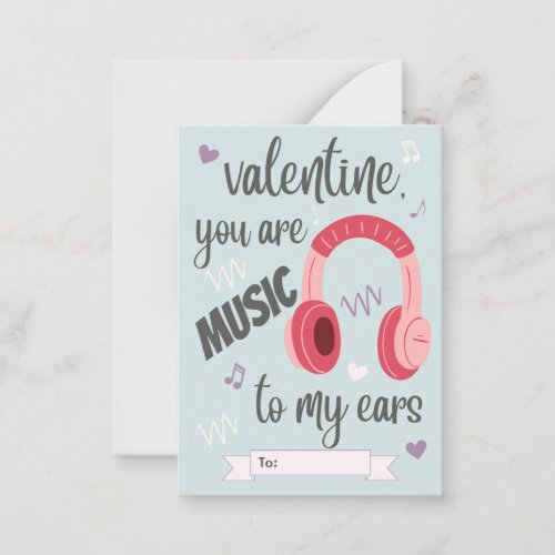 Music to my Ears Classroom Valentines Day Note Card