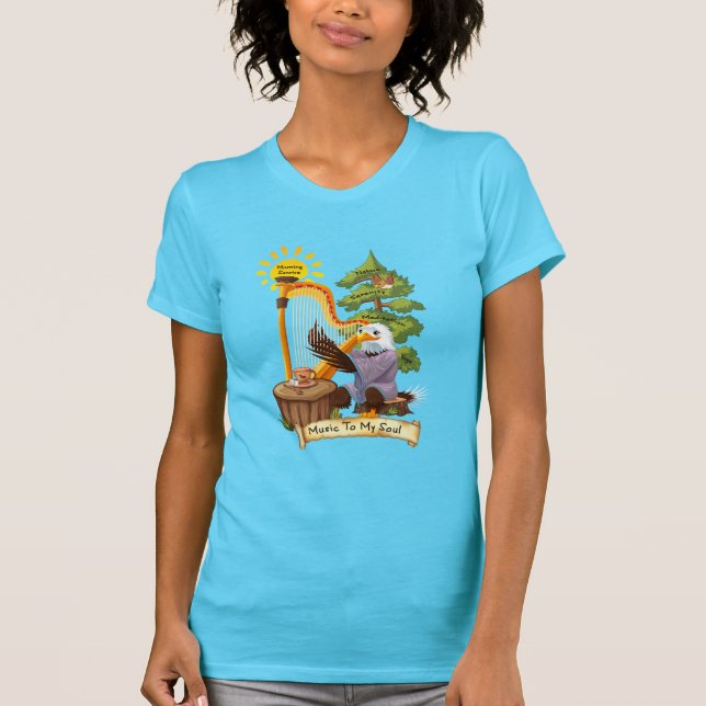Music To The Soul, Eagle Playing a Harp, Women's T-Shirt (Front)