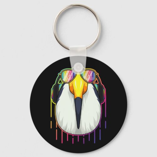 Music Toucan Dj With Headphones Musical Toucan Lov Keychain