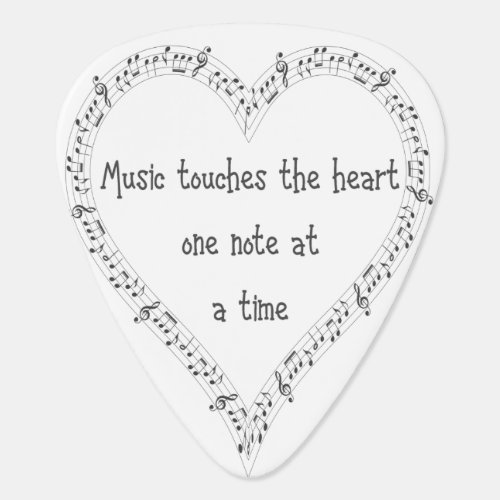 Music Touches the Heart Inspirational Quote Guitar Pick
