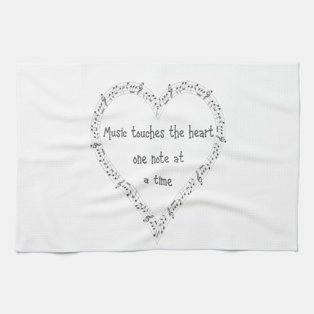 Music Touches the Heart Inspirational Quote Kitchen Towel (Horizontal)