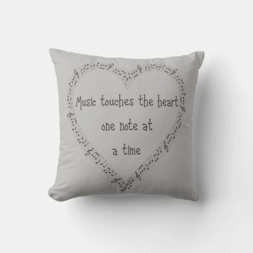 Music Touches the Heart Inspirational Quote Throw Pillow