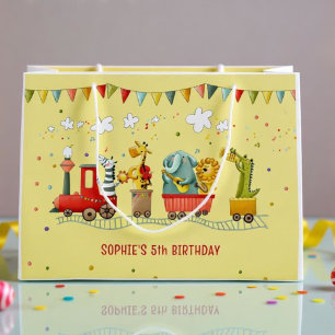 Music train with animals kids birthday large gift bag