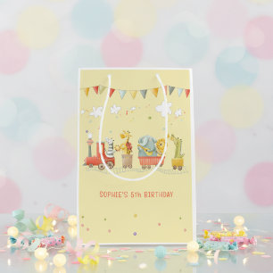 Music train with animals kids birthday medium gift bag