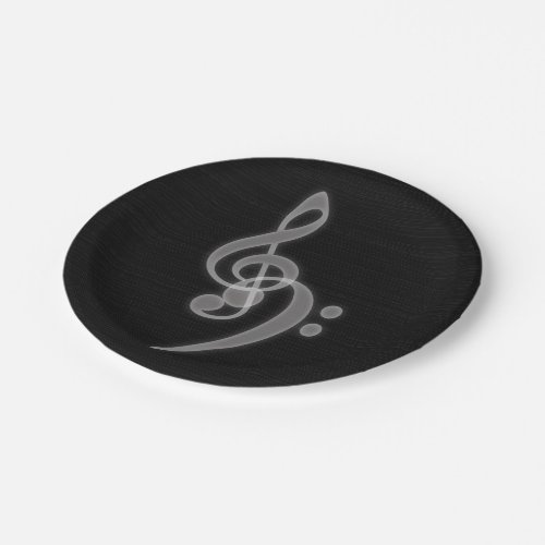 Music _ Treble and Bass Clef Black Paper Plates
