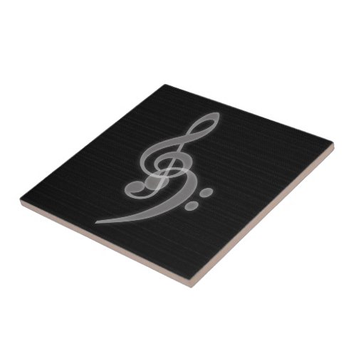 Music _ Treble and Bass Clef Ceramic Tile