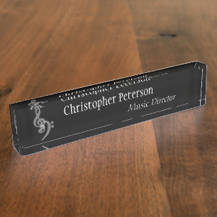 Music - Treble and Bass Clef Desk Name Plate