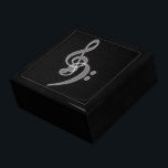 Music - Treble and Bass Clef - Gift Box<br><div class="desc">A classy black/white music themed gift box - white treble and bass clefs against a textured black background.</div>