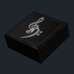 Music - Treble and Bass Clef - Gift Box<br><div class="desc">A classy black/white music themed gift box - white treble and bass clefs against a textured black background.</div>