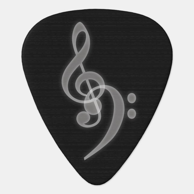 Music - Treble and Bass Clef Guitar Pick (Front)