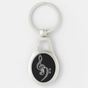 Music - Treble and Bass Clef Key Chain