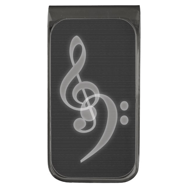 Music - Treble and Bass Clef Money Clip (Front Vertical)