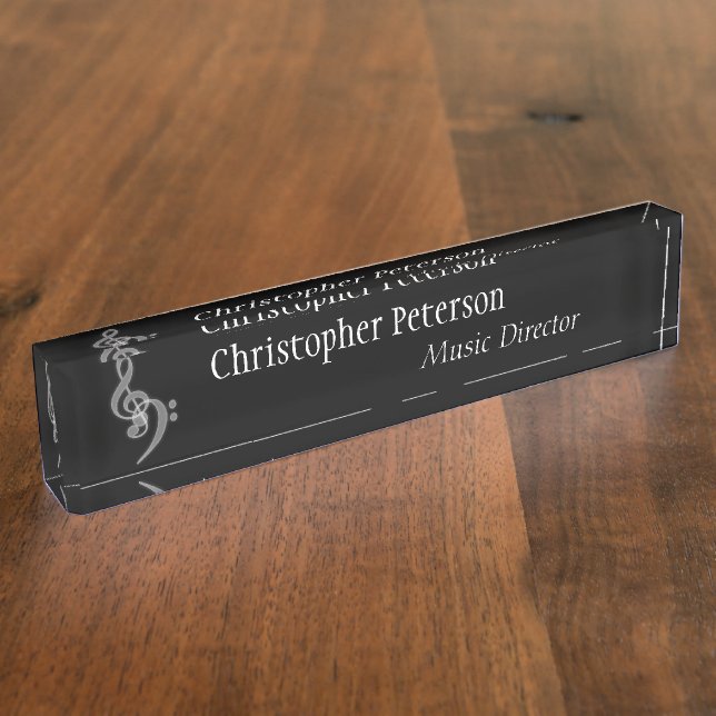Music - Treble and Bass Clef Name Plate (Side)