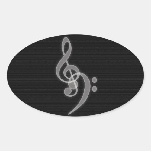 Music _ Treble and Bass Clef Oval Stickers