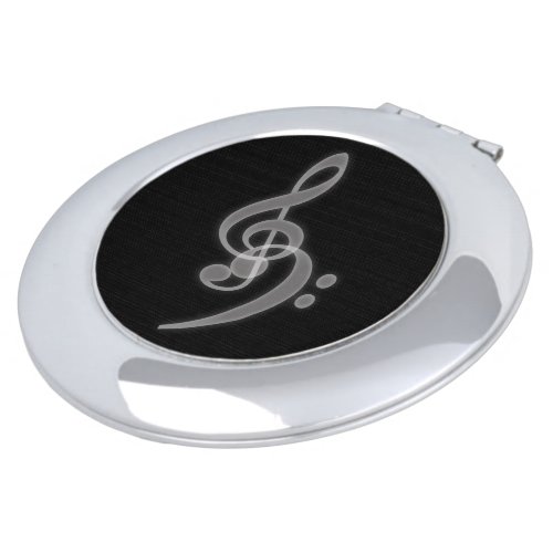 Music _ Treble and Bass Clef Round Compact Mirror