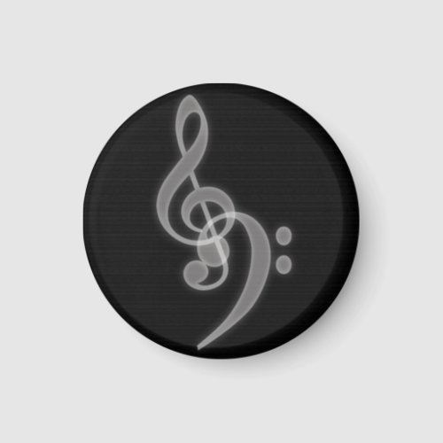 Music _ Treble and Bass Clef _ Round Magnet