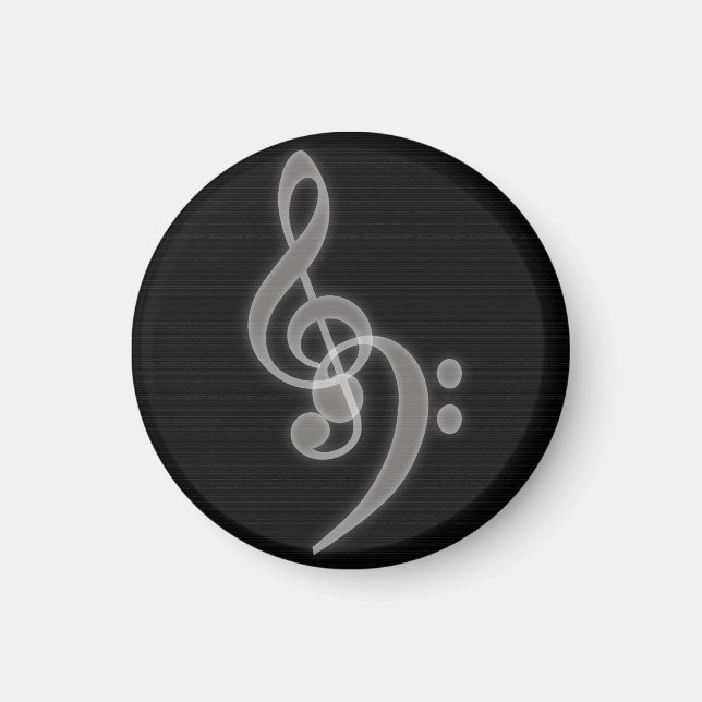 Music - Treble and Bass Clef - Round Magnet (Front)