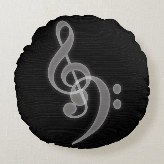 Music - Treble and Bass Clef Round Pillow (Front)