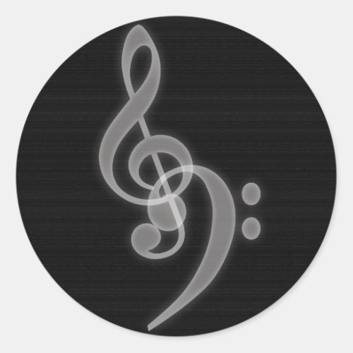 Music _ Treble and Bass Clef _ Round Sticker