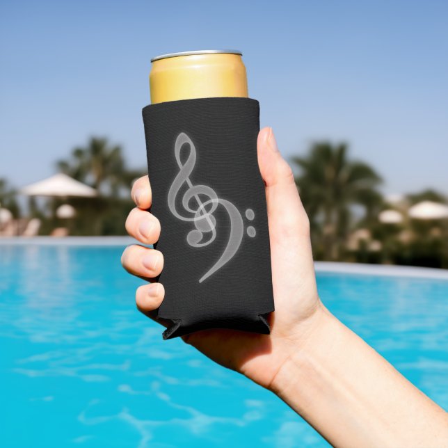 Music - Treble and Bass Clef Slim Can Cooler (In Situ Pool)