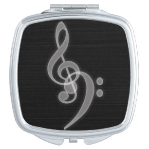 Music - Treble and Bass Clef Square Compact Mirror