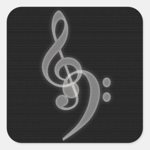 Music _ Treble and Bass Clef Square Stickers