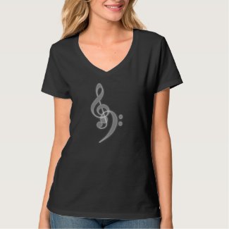 Music - Treble and Bass Clef V-neck T-Shirt
