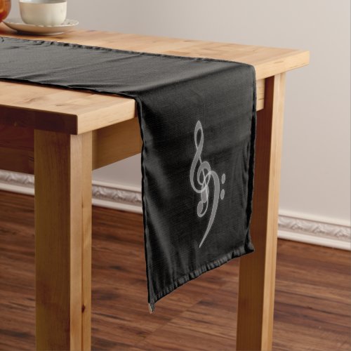 Music _ Treble and Bass Clefs at the side Short Table Runner