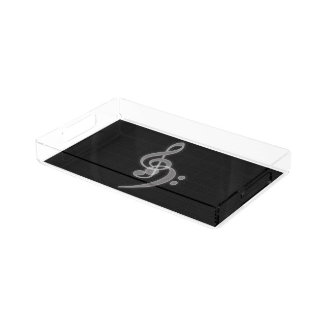 Music - Treble & Bass Clef Rectangle Serving Tray (Angled)