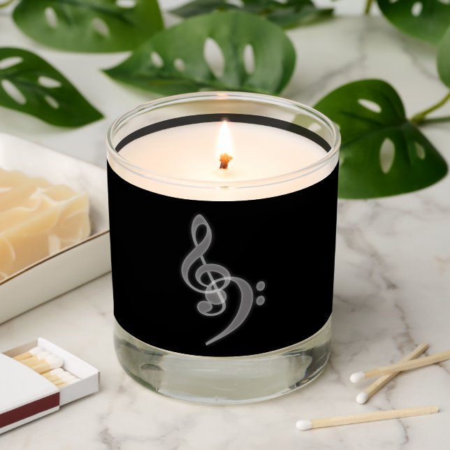 Music - Treble Bass Clef Scented Jar Candle (Lit)