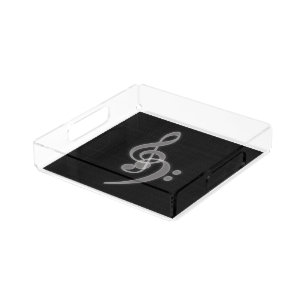 Music - Treble & Bass Clef Square Serving Tray