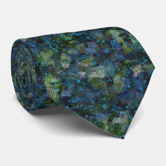 Music Treble Clef and Notes Abstract Pattern Neck Tie