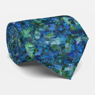 Music Treble Clef and Notes Abstract Pattern Neck Tie