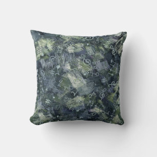 Music Treble Clef and Notes Abstract Pattern Throw Pillow