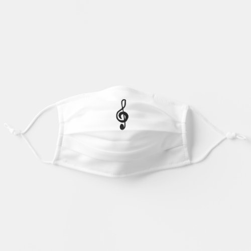 Music Treble Clef Black and White  Adult Cloth Face Mask