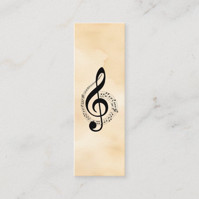 Music Treble Clef Chrome Personalized Mini Business Card (Front)